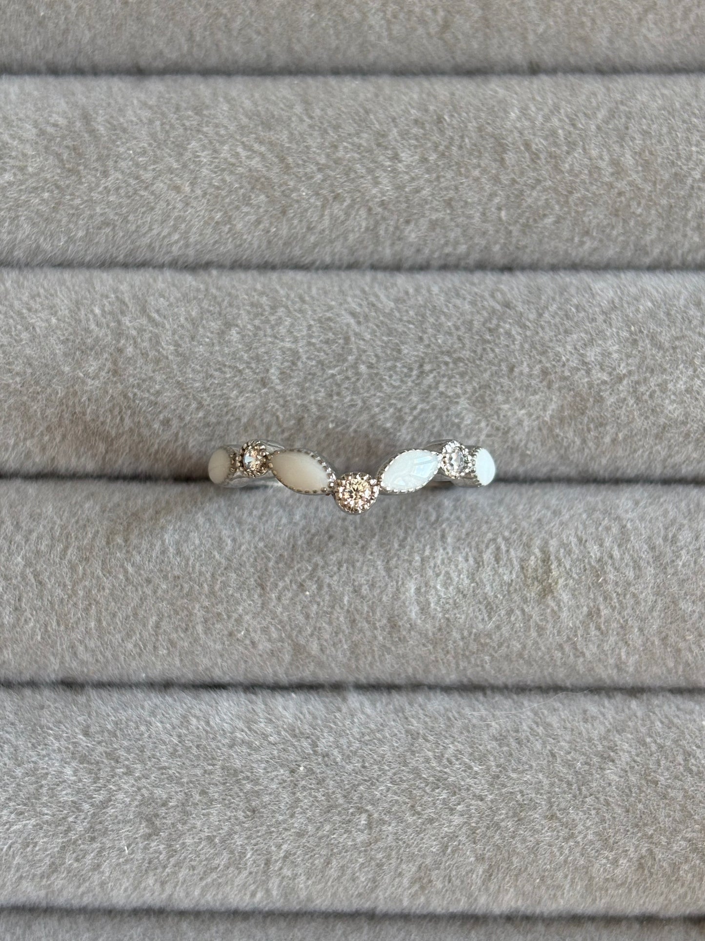 Clear Gemstone Wishbone Ring - Size P