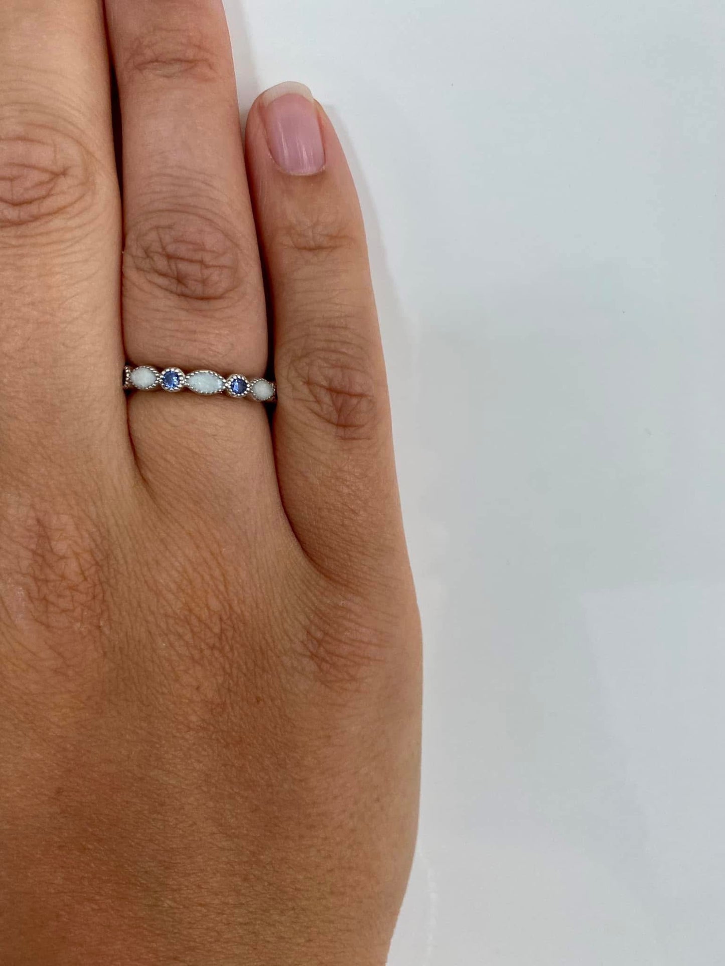 Blue Tanzanite Gemstone Eternity Ring - Size Q