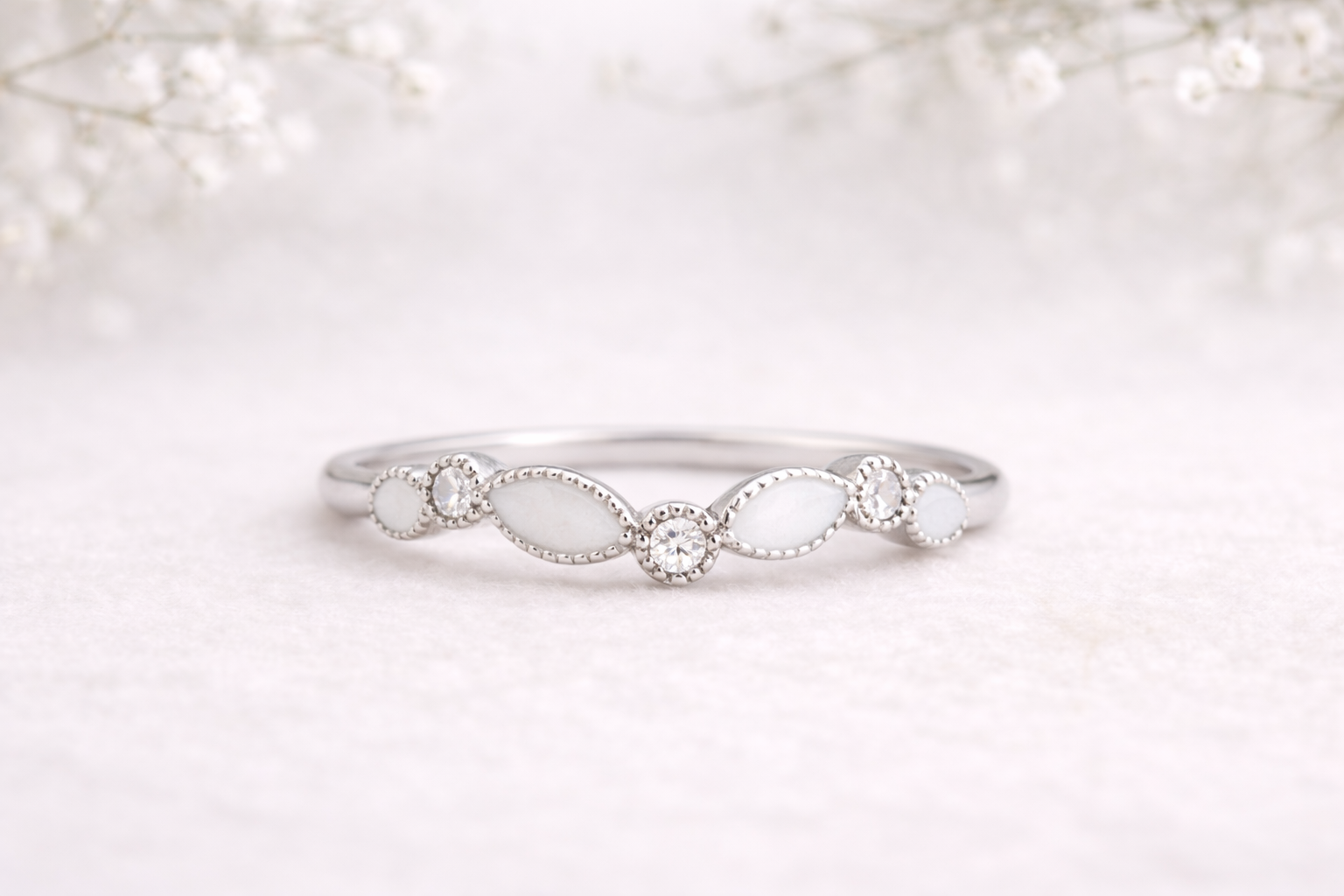 Clear Gemstone Wishbone Ring - Size L