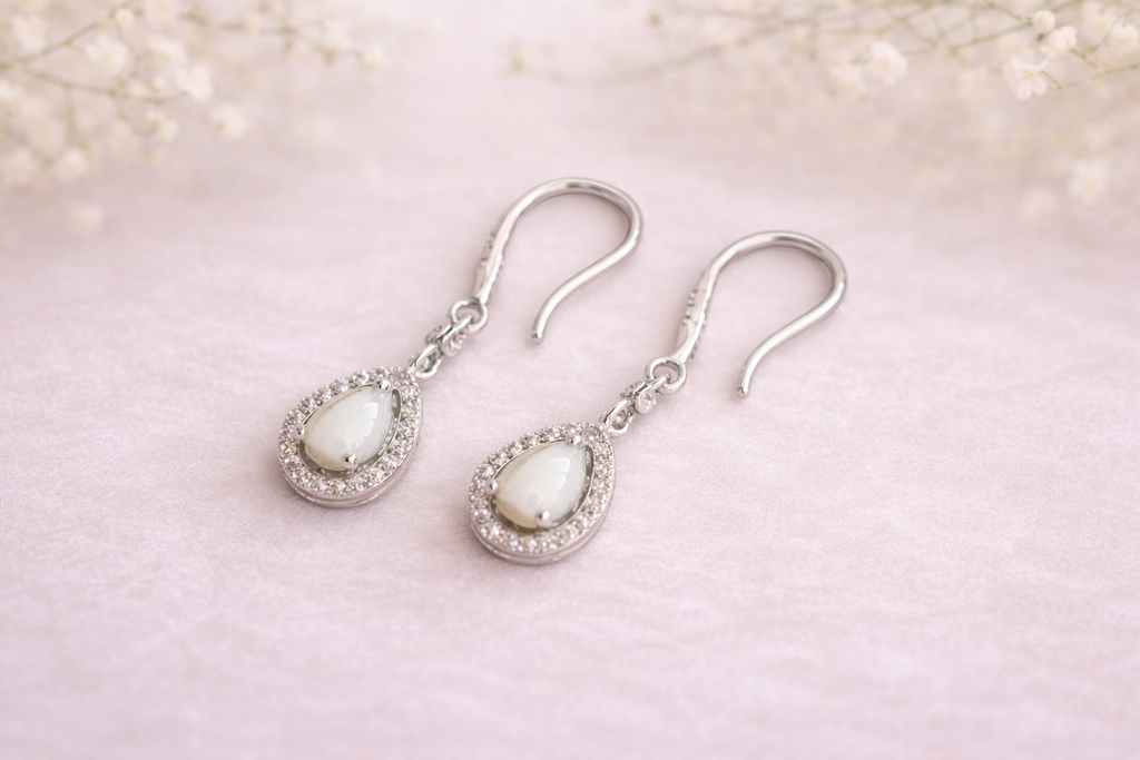 Dangle Pear Pave Earrings
