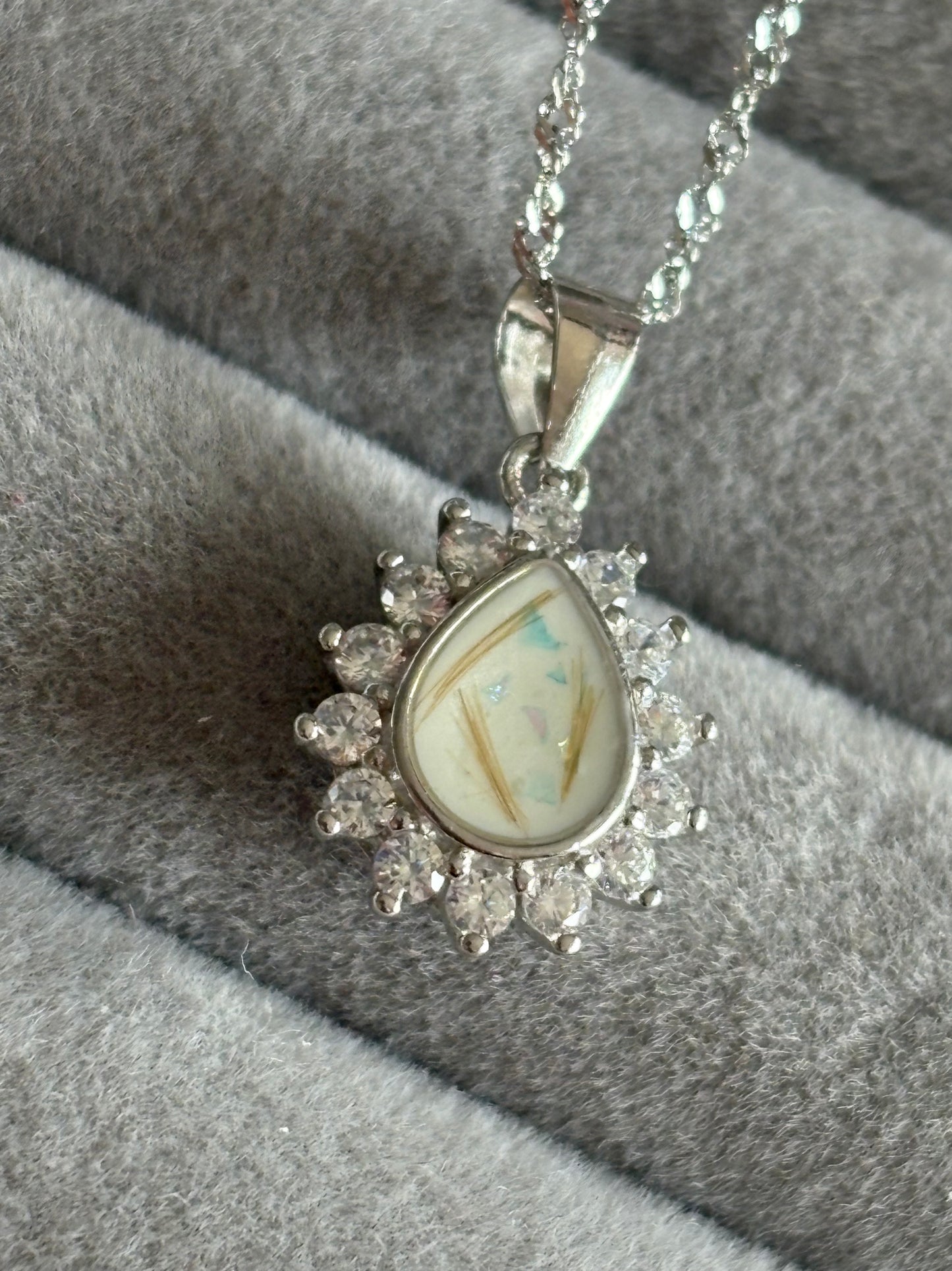 Bezel Crown Pear Necklace