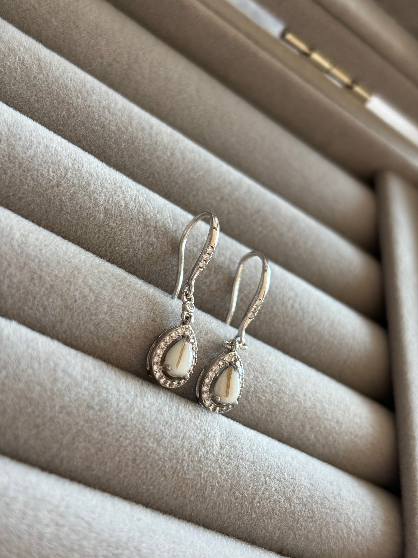 Dangle Pear Pave Earrings