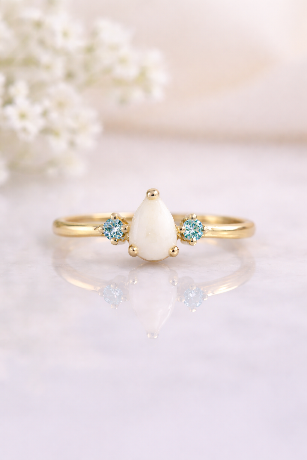 Solid Gold Pear Ring