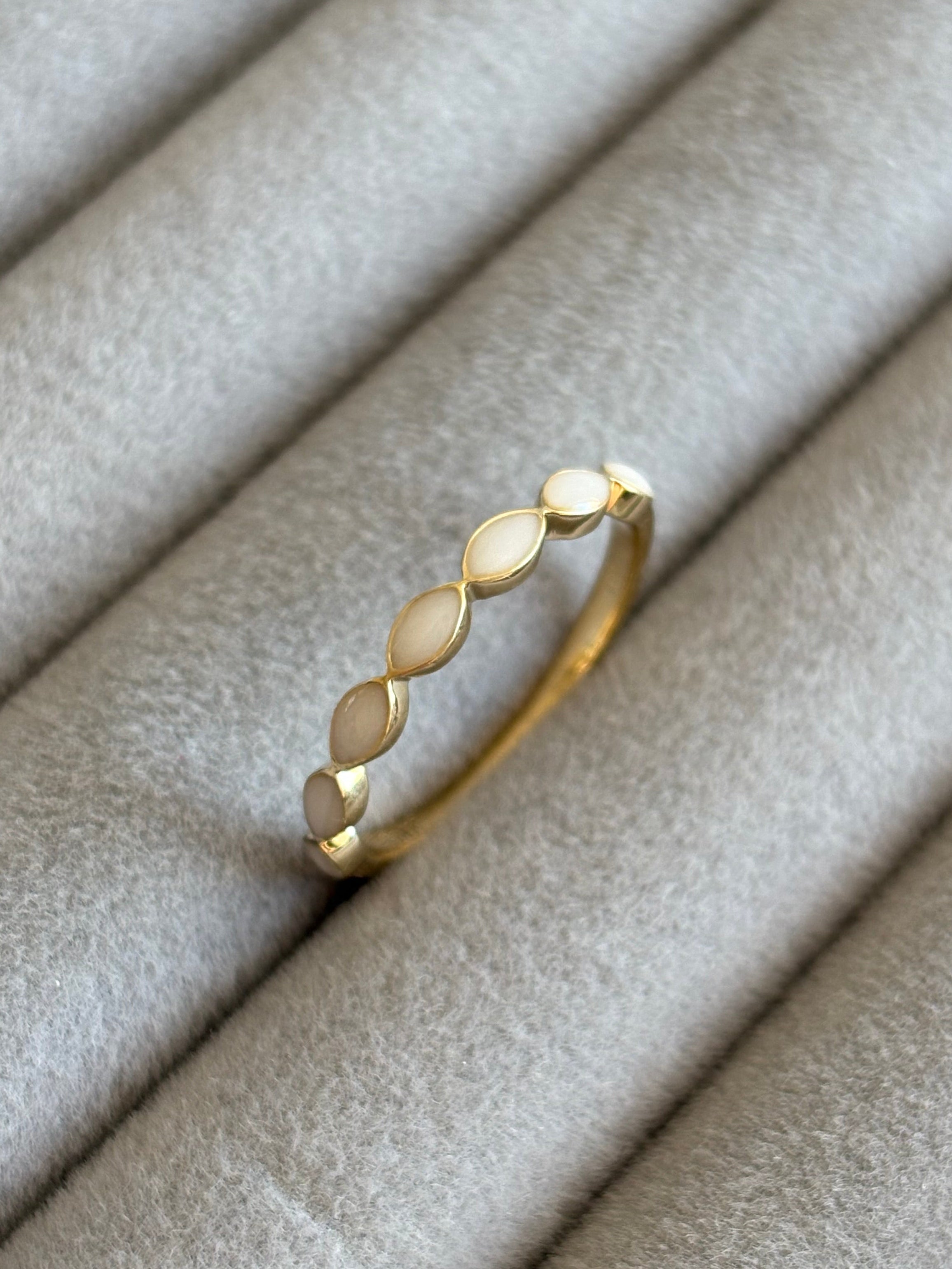 The Solid Gold Half Marquise Ring