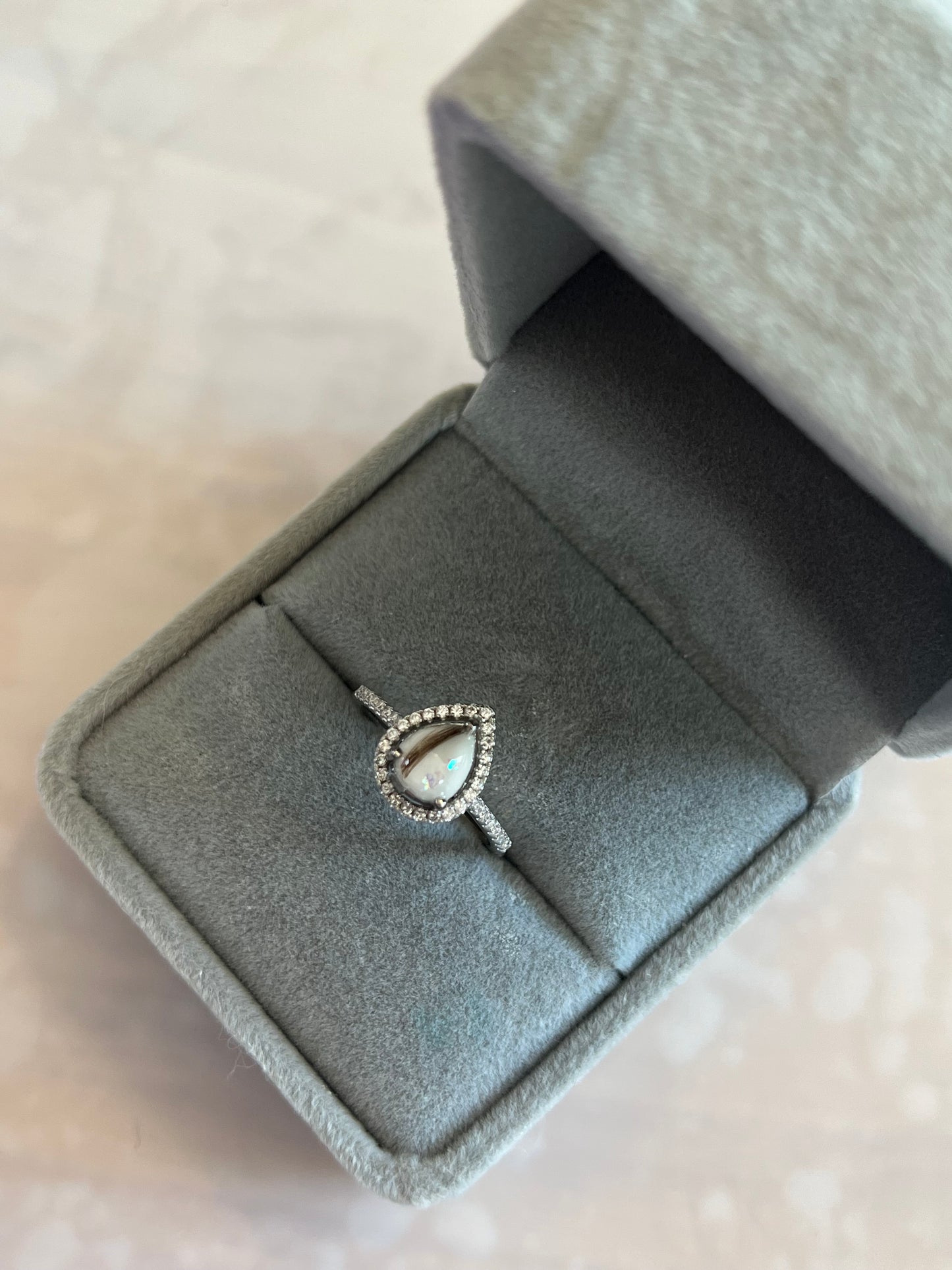 Pave Pear Ring - Size K