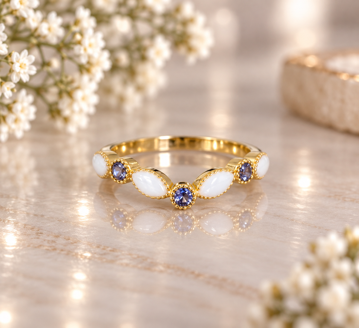 The Wishbone Birthstone Ring