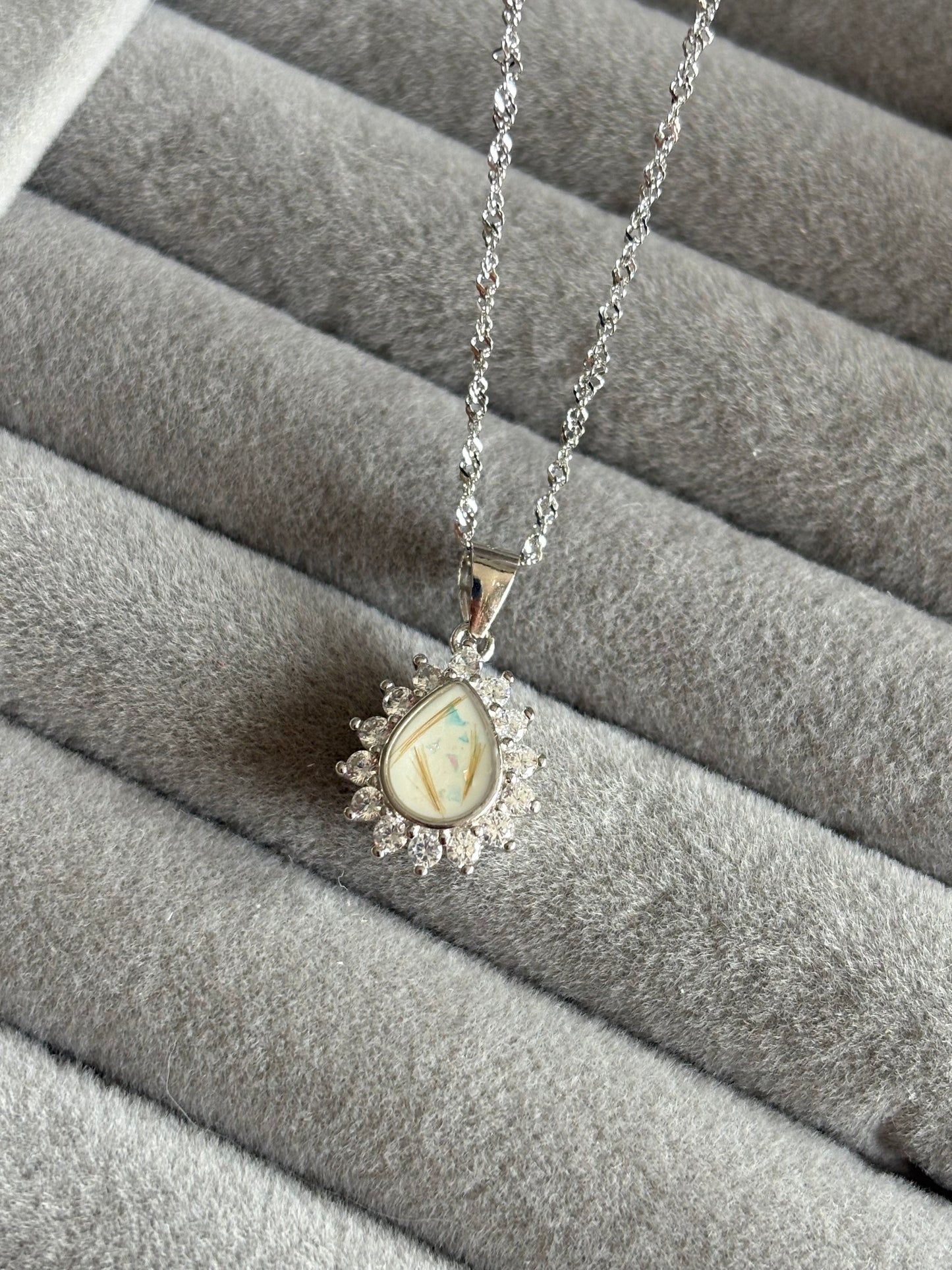 Bezel Crown Pear Necklace
