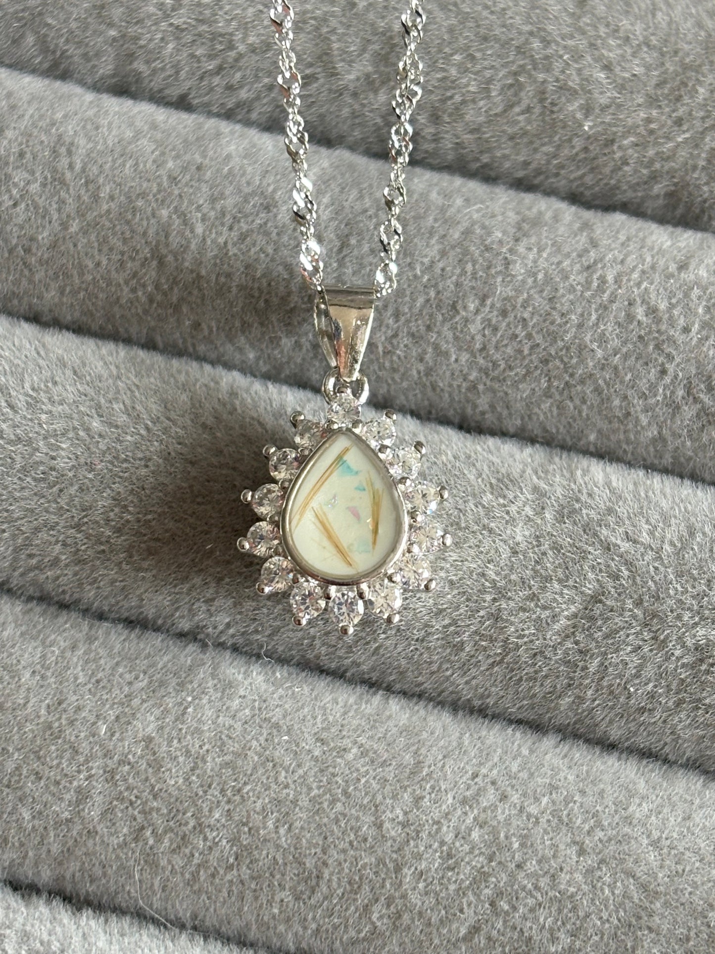 Bezel Crown Pear Necklace