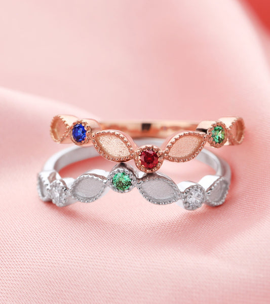 The Multiple Birthstone Wishbone Ring