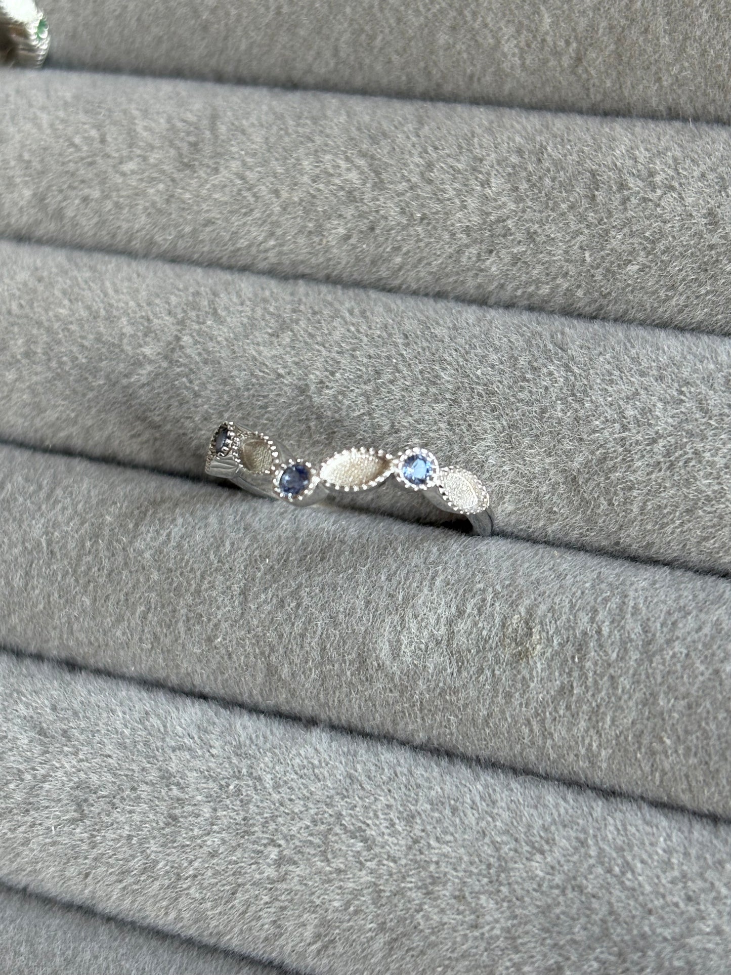Blue Tanzanite Wishbone Ring - Size N