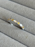 Yellow Citrine Gemstone Half Eternity Ring - Size R