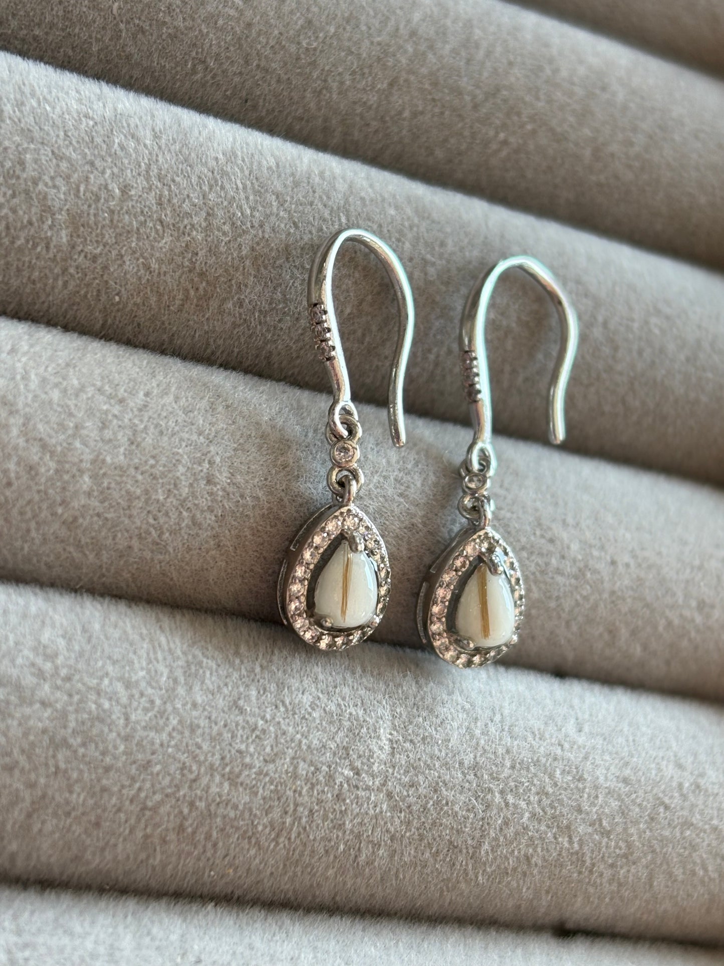 Dangle Pear Pave Earrings